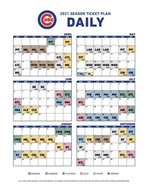 Cubs 2021 Schedule Printable